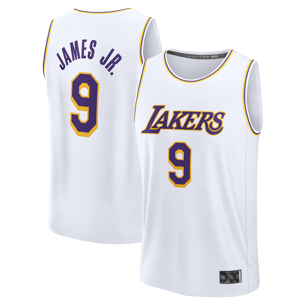 Elroe LA.Lakers #9 Bronny James White Fast Break Replica Player Stitched Jerseys - Association Edition