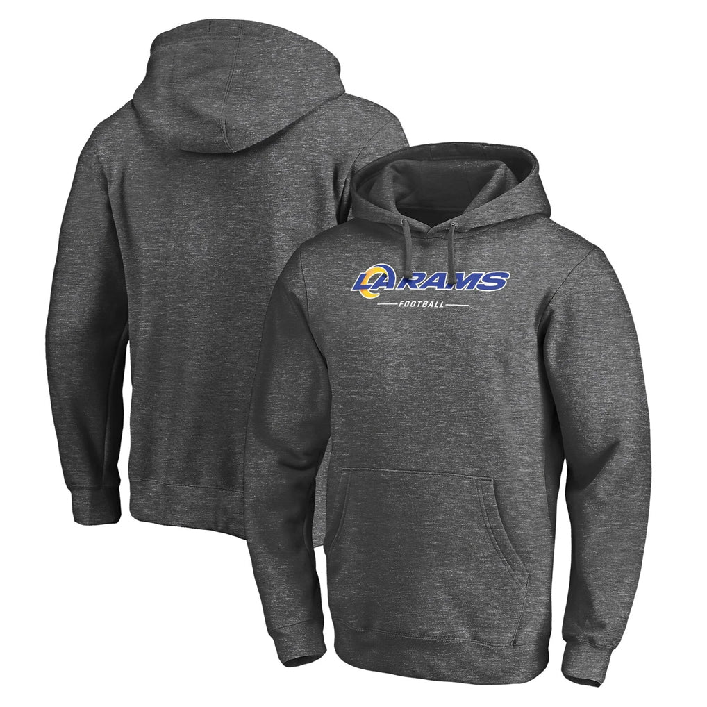 Elroe LA.Rams Gray LOGO Pullover Hoodie Limited Game Blank Player Stitched Jerseys