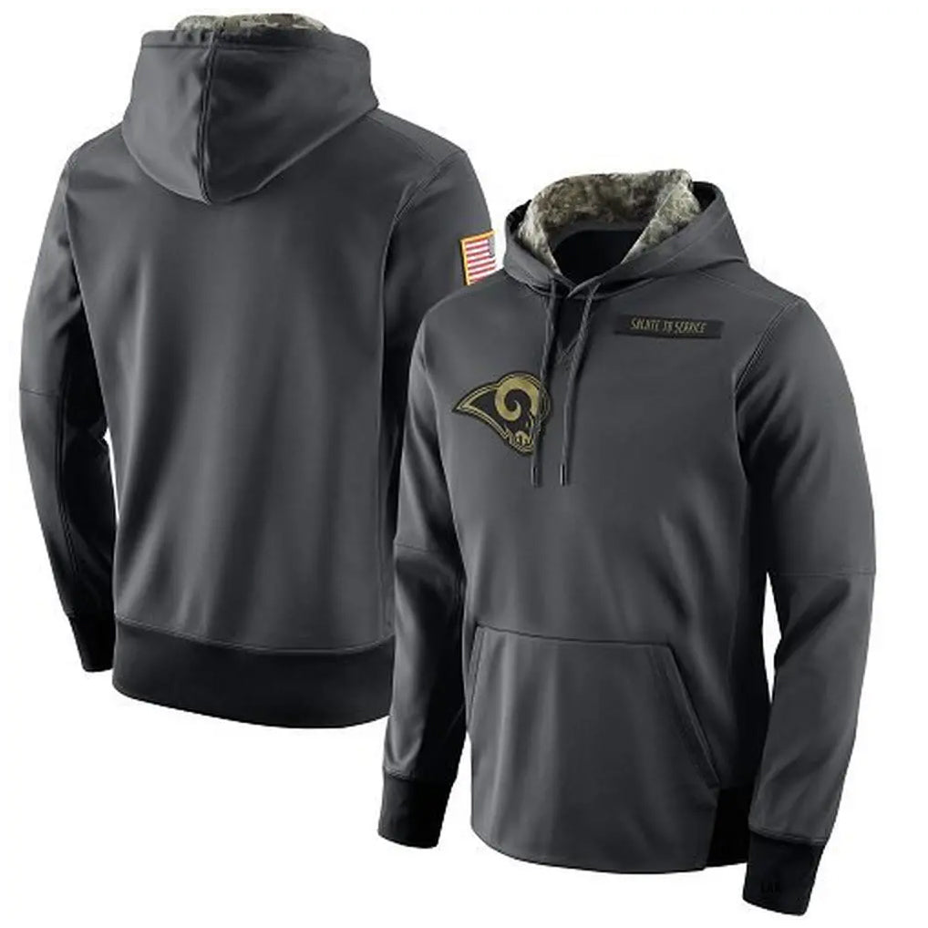 Elroe LA.Rams Gray Pullover Hoodie Limited Game Blank Player Stitched Jerseys