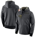 Elroe LA.Rams Gray Pullover Hoodie Limited Game Blank Player Stitched Jerseys