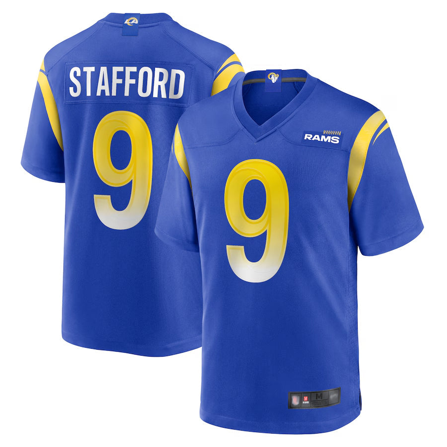 Elroe LA.Rams Home Game Football Jerseys - Royal - #9 Matthew Stafford Player Stitched Jerseys