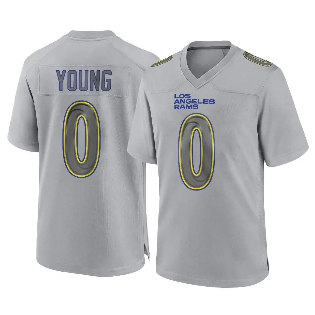 Elroe LA.Rams #0 Byron Young Player Gray Atmosphere Fashion Home Game Stitched Jerseys