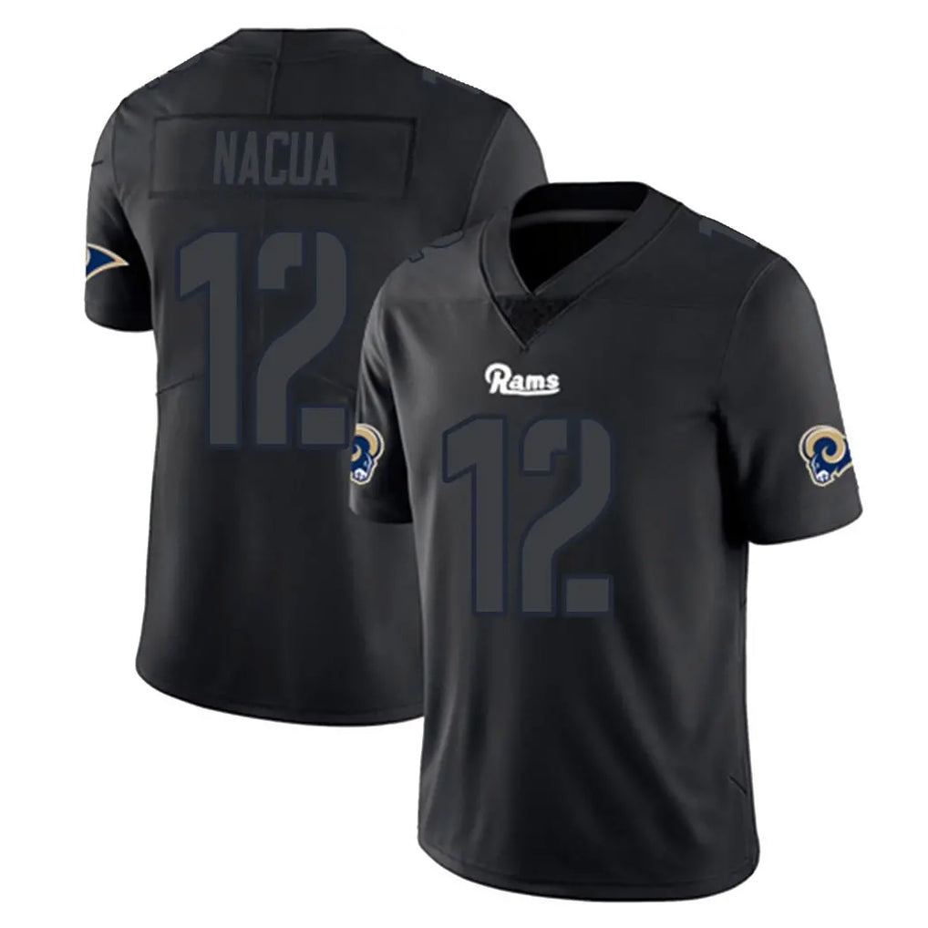 Elroe LA.Rams #12 Puka Nacua Player Black Impact Limited Home Game Stitched Jerseys
