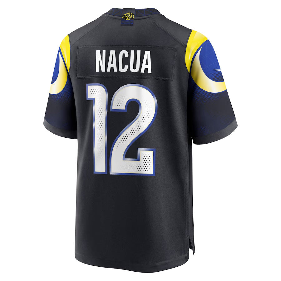 Elroe LA.Rams #12 Puka Nacua Player Midnight Blue Rivalries Collection Game Stitched Jersey
