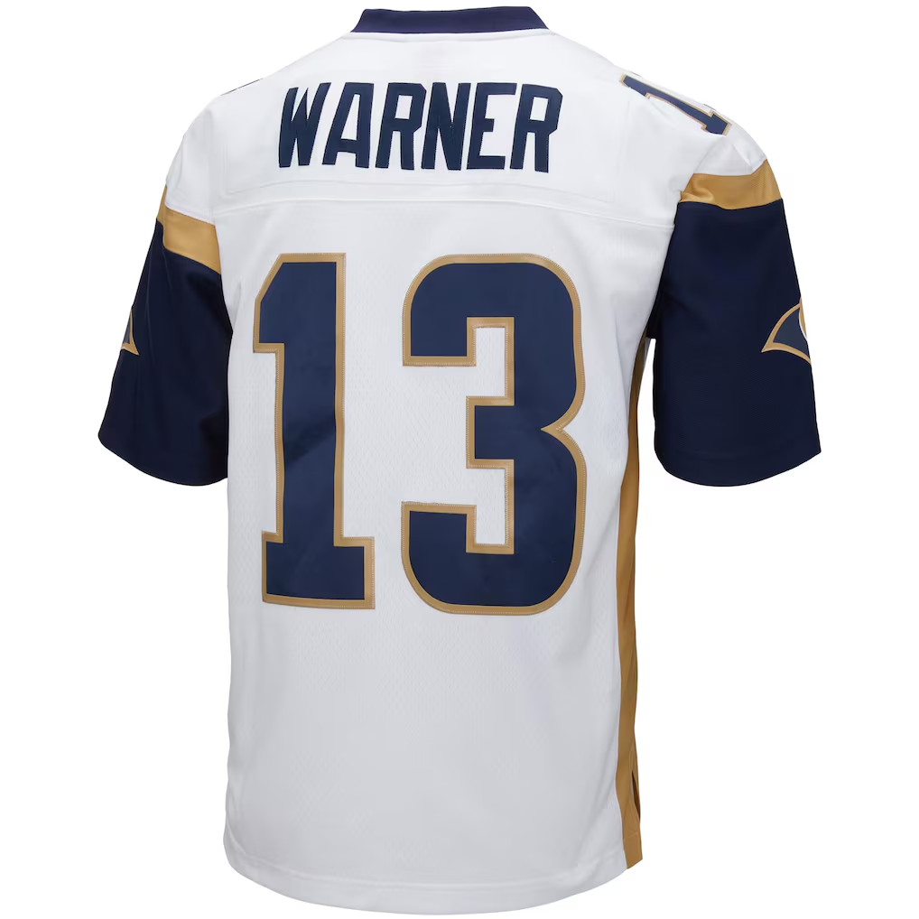 Elroe LA.Rams #13 Kurt Warner Mitchell & Ness White Big & Tall 2001 Retired Player Replica Stitched Puhic Jersey