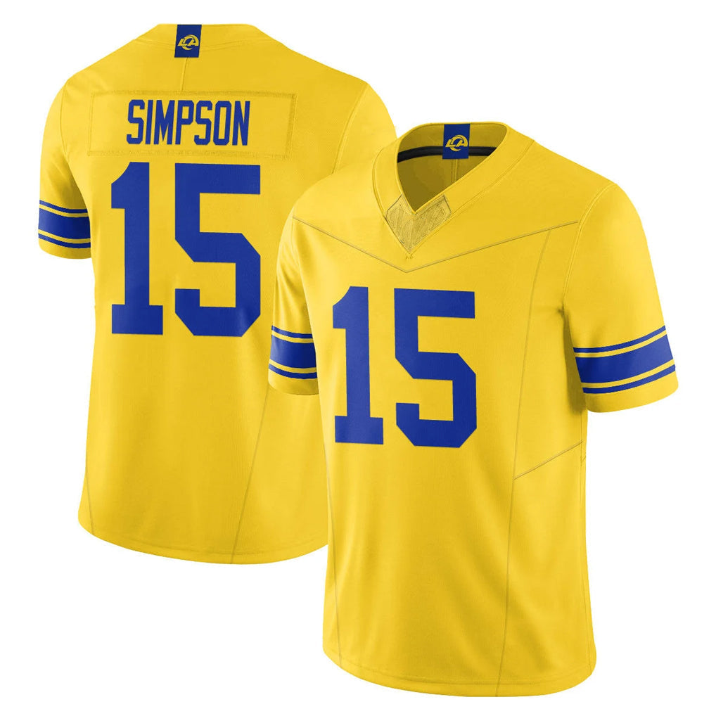Elroe LA.Rams #15 Ty Simpson Player Gold Classic Sol Vapor Limited F.U.S.E. Home Game Stitched Jerseys