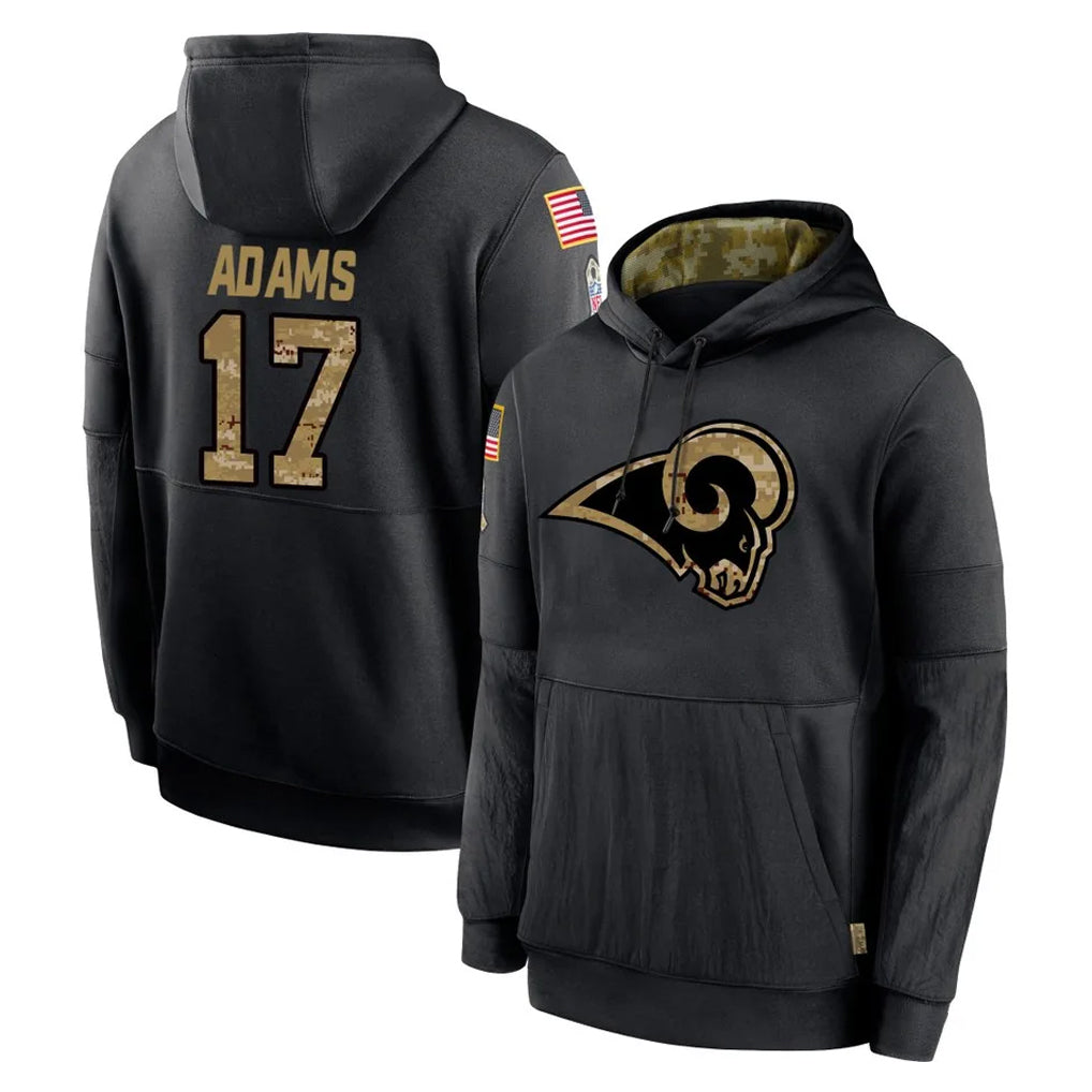 Elroe LA.Rams #17 Davante Adams Player Black Salute to Service Hoodies Limited Game Stitched Jerseys