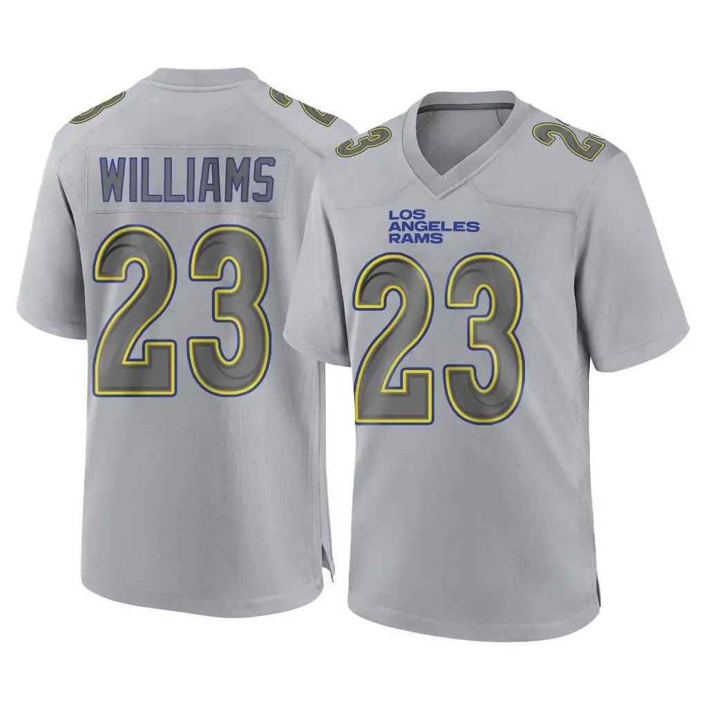 Elroe LA.Rams #23 Kyren Williams Player Gray Atmosphere Fashion Home Game Stitched Jerseys