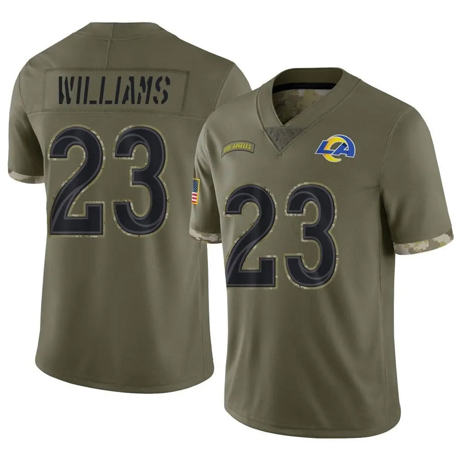 Elroe LA.Rams #23 Kyren Williams Player Salute To Service Olive Stitched Jerseys