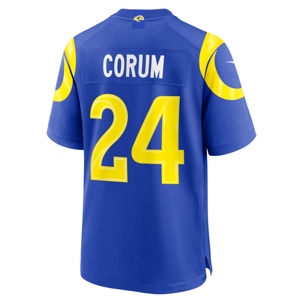 Elroe LA.Rams #24 Blake Corum Royal Game Stitched Jerseys