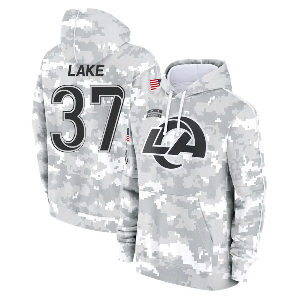 Elroe LA.Rams #37 Quentin Lake Player Arctic Camo Salute to Service Hoodies Limited Game Stitched Jerseys
