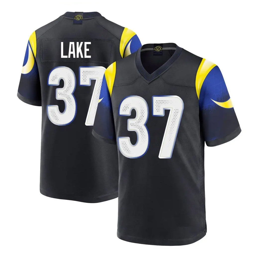 Elroe LA.Rams #37 Quentin Lake Player Black Midnight Rivalries Collection Home Game Stitched Jerseys