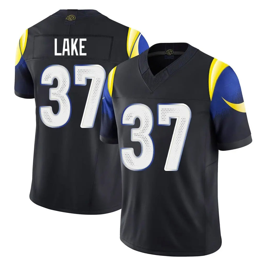 Elroe LA.Rams #37 Quentin Lake Player Black Midnight Rivalries Collection Limited Home Game Stitched Jerseys