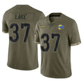 Elroe LA.Rams #37 Quentin Lake Player Olive Salute To Service Limited Stitched Jerseys