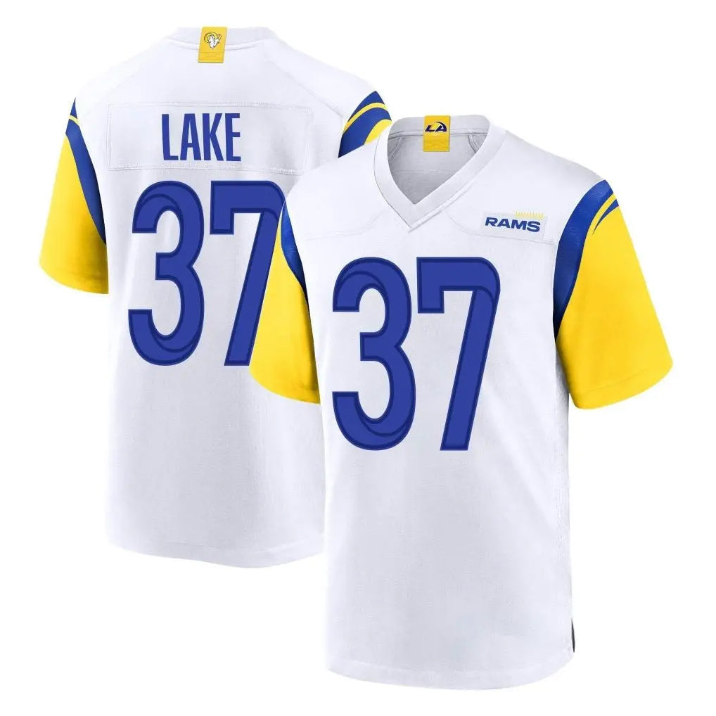 Elroe LA.Rams #37 Quentin Lake Player White Home Game Stitched Jerseys
