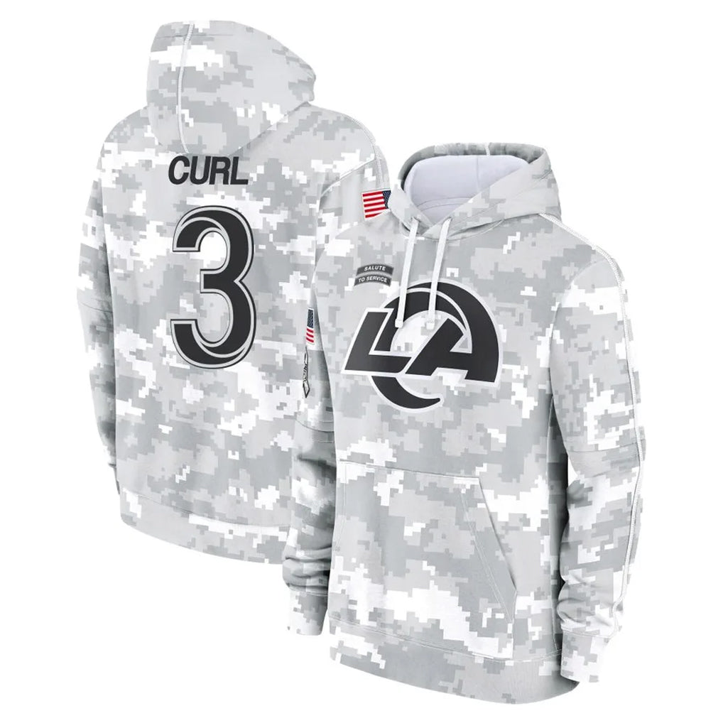 Elroe LA.Rams #3 Kam Curl Player Arctic Camo Salute to Service Hoodies Limited Game Stitched Jerseys