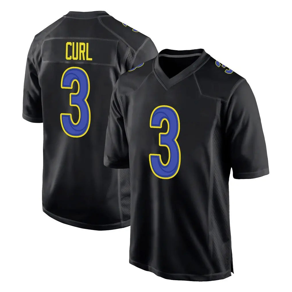 Elroe LA.Rams #3 Kam Curl Player Black Fashion Limited Home Game Stitched Jerseys