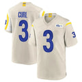 Elroe LA.Rams #3 Kam Curl Player Bone Home Game Stitched Jerseys