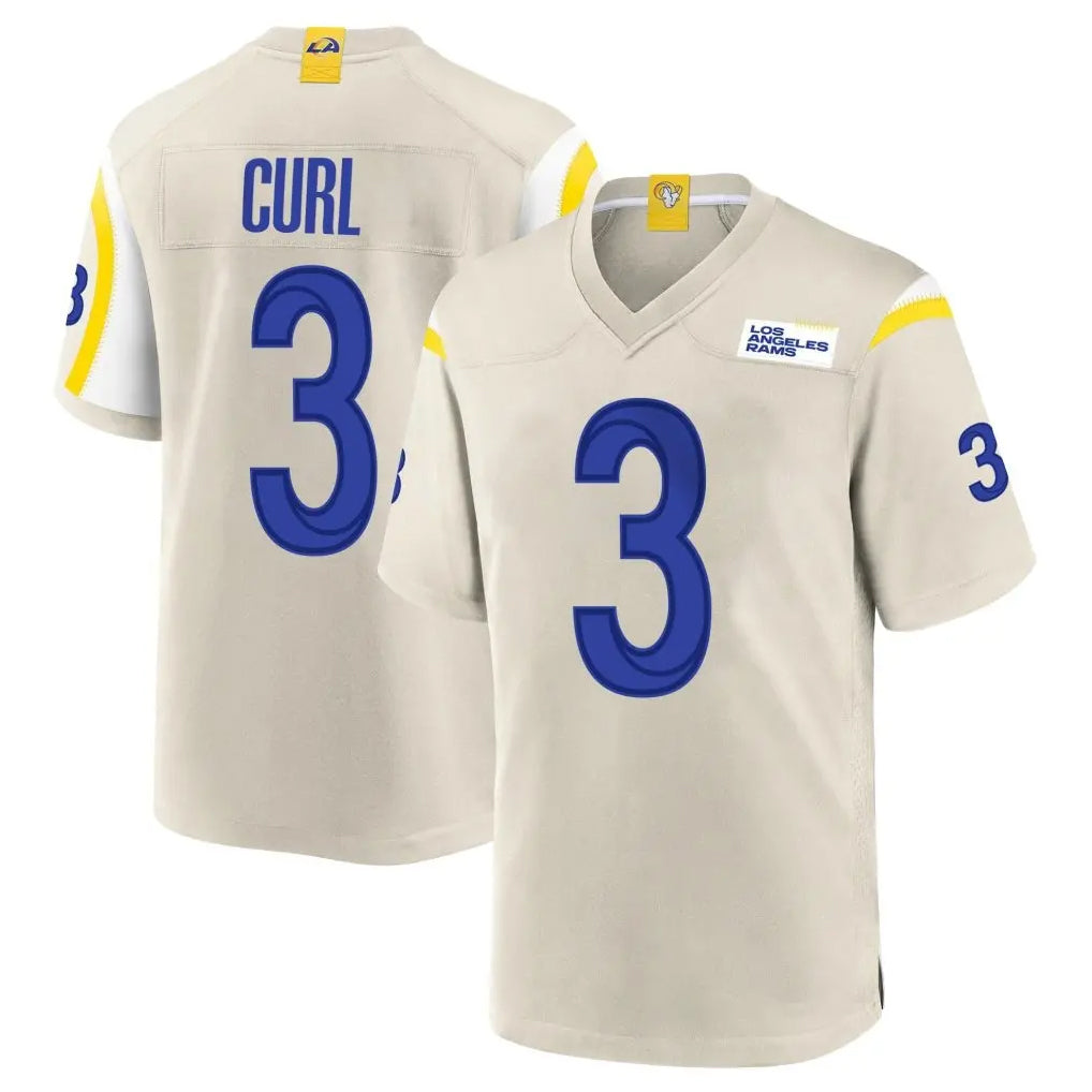 Elroe LA.Rams #3 Kam Curl Player Bone Home Game Stitched Jerseys