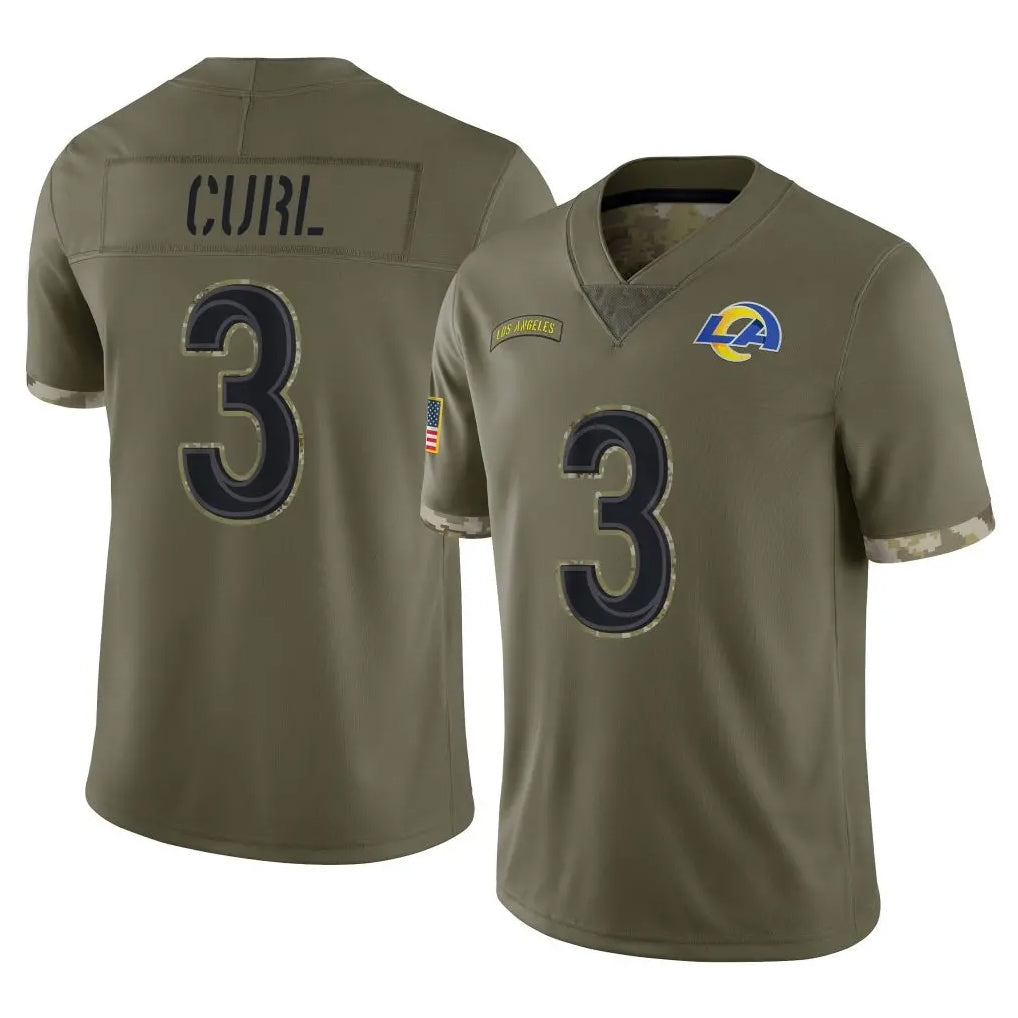 Elroe LA.Rams #3 Kam Curl Player Olive Salute To Service Limited Stitched Jerseys