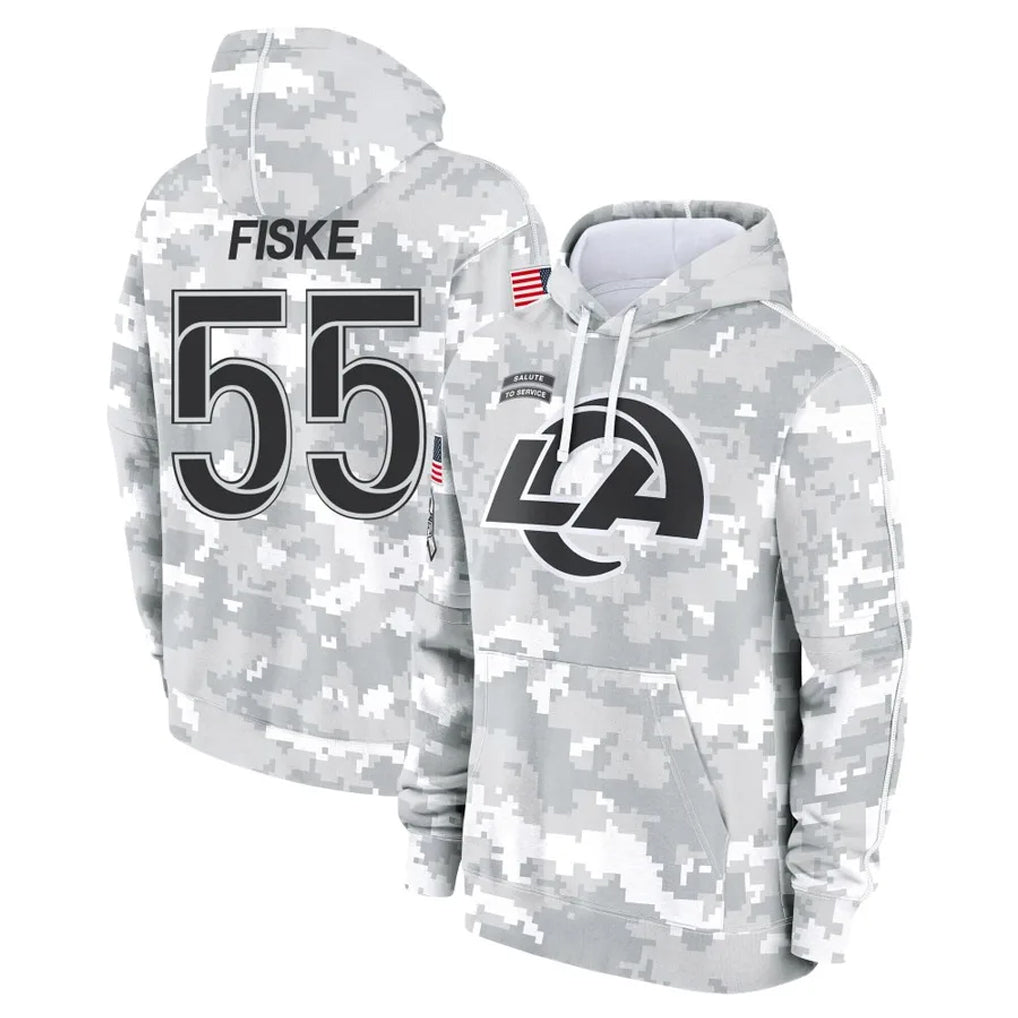 Elroe LA.Rams #55 Braden Fiske Player Arctic Camo Salute to Service Hoodies Limited Game Stitched Jerseys