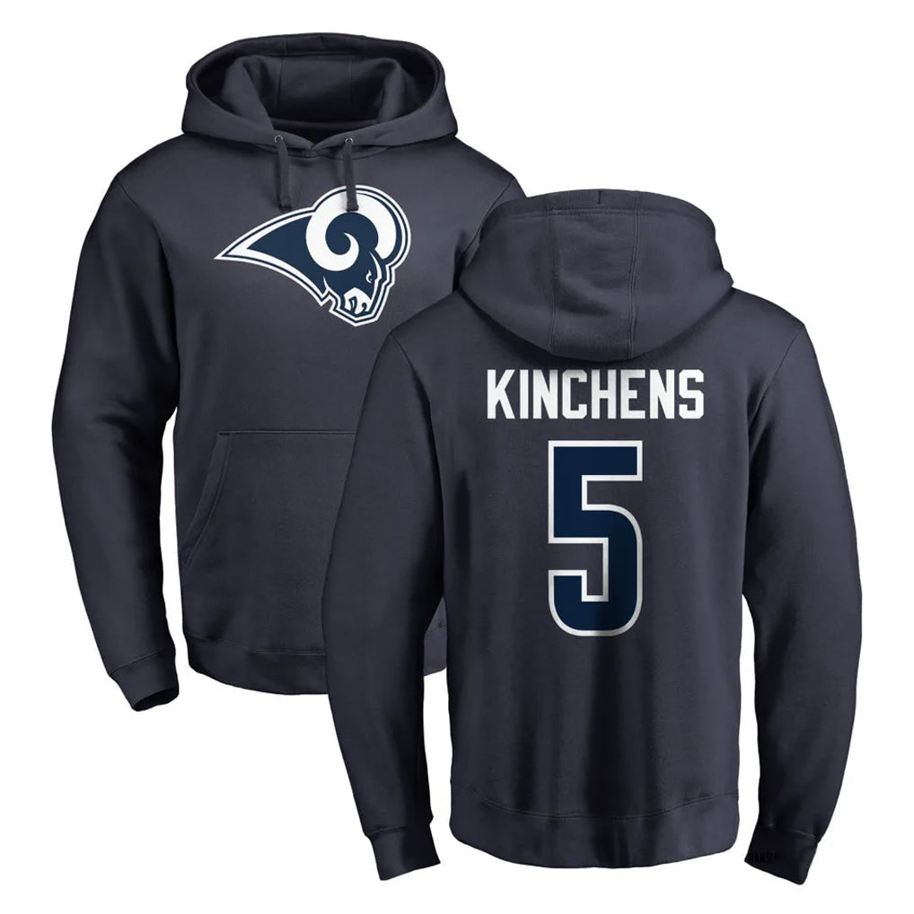 Elroe LA.Rams #5 Kamren Kinchens Player Navy Pullover Hoodie Limited Game Stitched Jerseys