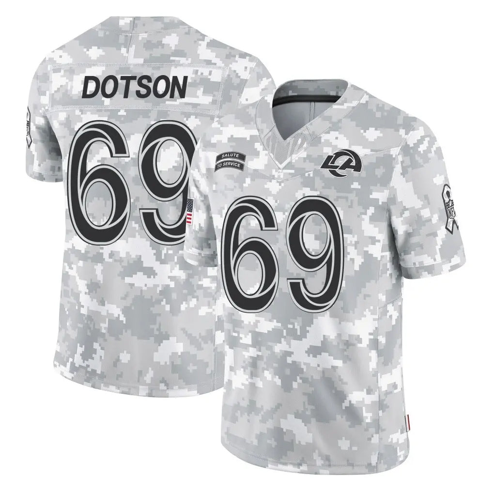 Elroe LA.Rams #69 Kevin Dotson Player Arctic Camo Salute To Service Limited Game Stitched Jerseys
