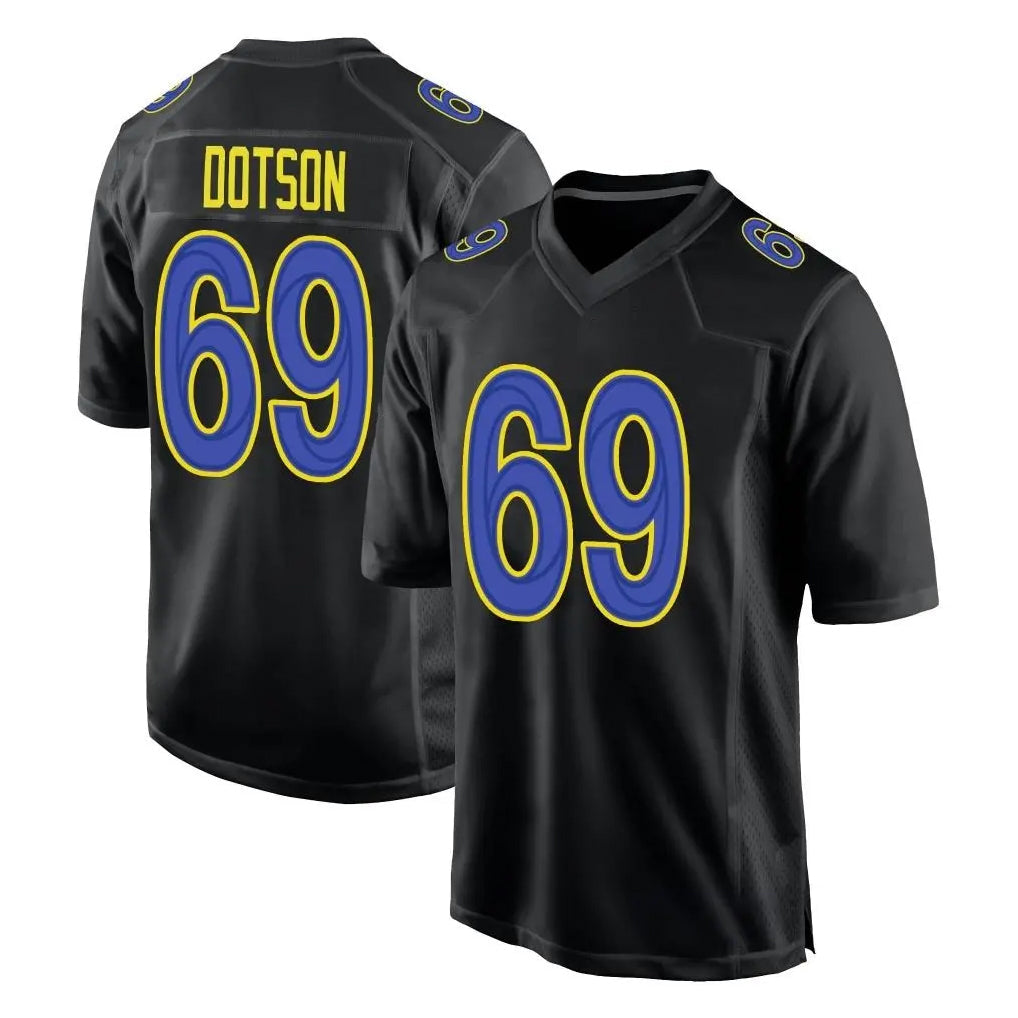 Elroe LA.Rams #69 Kevin Dotson Player Black Fashion Limited Home Game Stitched Jerseys
