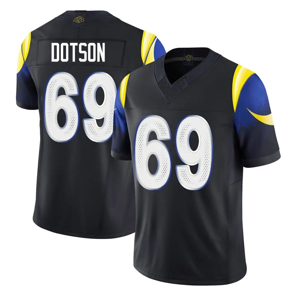 Elroe LA.Rams #69 Kevin Dotson Player Black Midnight Rivalries Collection Limited Home Game Stitched Jerseys