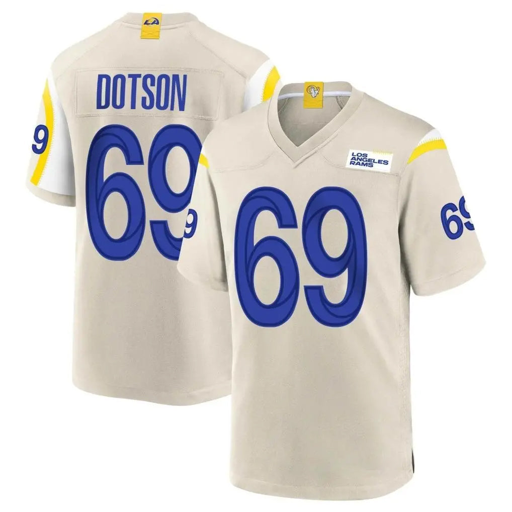 Elroe LA.Rams #69 Kevin Dotson Player Bone Home Game Stitched Jerseys