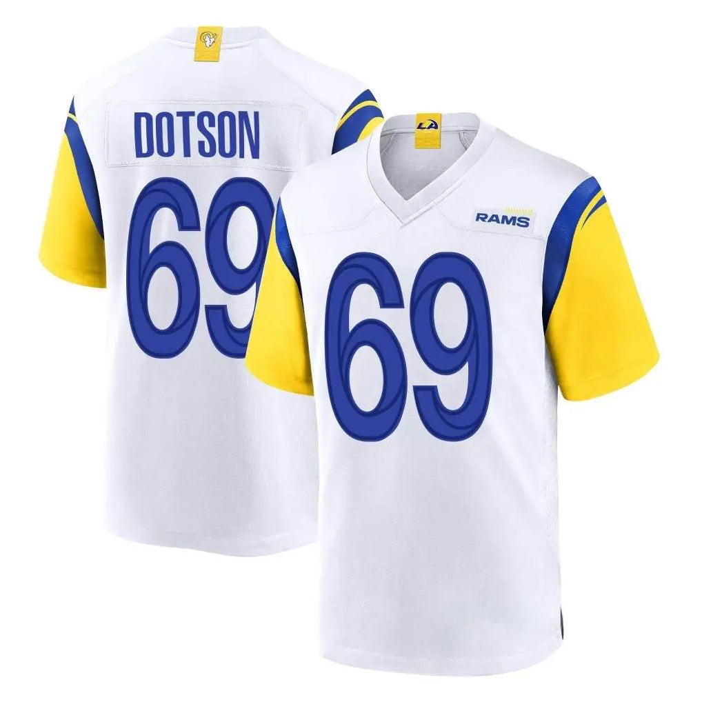 Elroe LA.Rams #69 Kevin Dotson Player White Home Game Stitched Jerseys