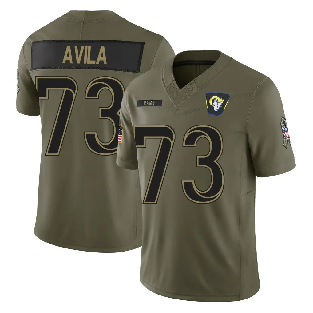 Elroe LA.Rams #73 Steve Avila Player Olive 2025 Salute To Service Limited Game Stitched Jerseys