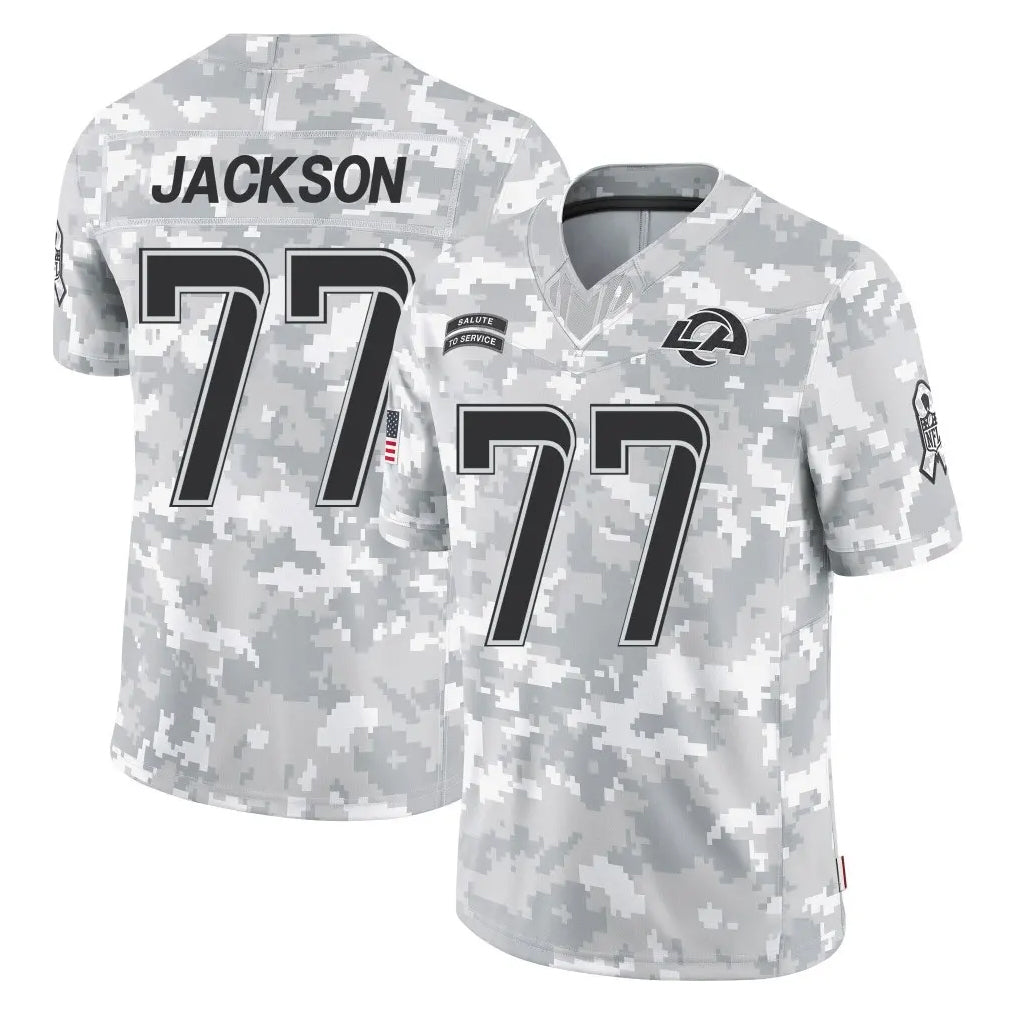 Elroe LA.Rams #77 Alaric Jackson Player Arctic Camo Salute To Service Limited Game Stitched Jerseys