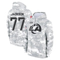 Elroe LA.Rams #77 Alaric Jackson Player Arctic Camo Salute to Service Hoodies Limited Game Stitched Jerseys