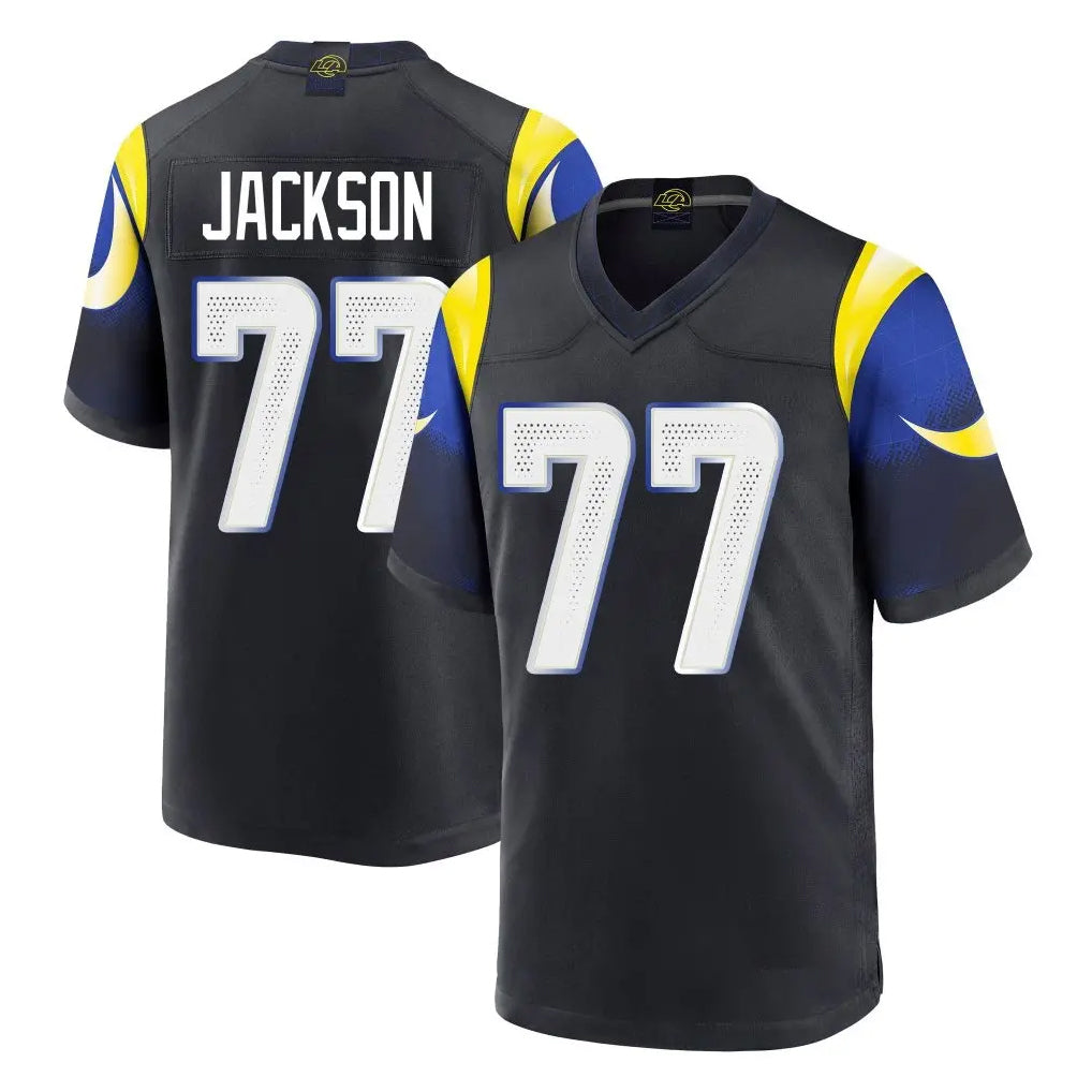 Elroe LA.Rams #77 Alaric Jackson Player Black Midnight Rivalries Collection Home Game Stitched Jerseys