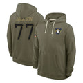 Elroe LA.Rams #77 Alaric Jackson Player Olive Salute to Service Pullover Hoodies Limited Stitched Jerseys