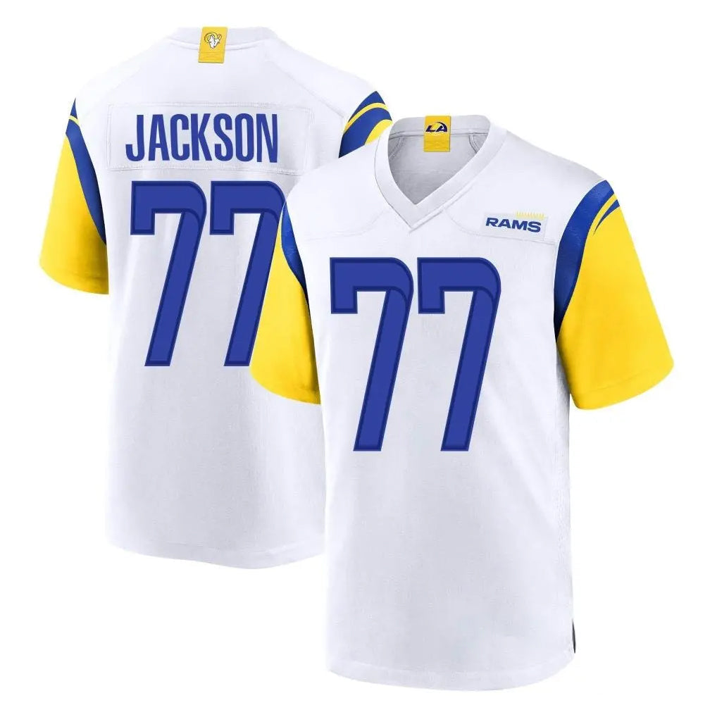 Elroe LA.Rams #77 Alaric Jackson Player White Home Game Stitched Jerseys
