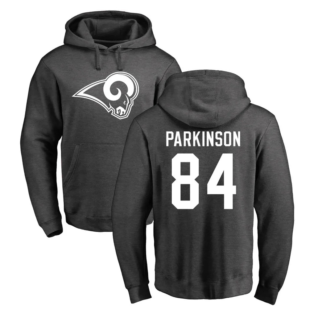 Elroe LA.Rams #84 Colby Parkinson Player Gray Pullover Hoodie Limited Game Stitched Jerseys