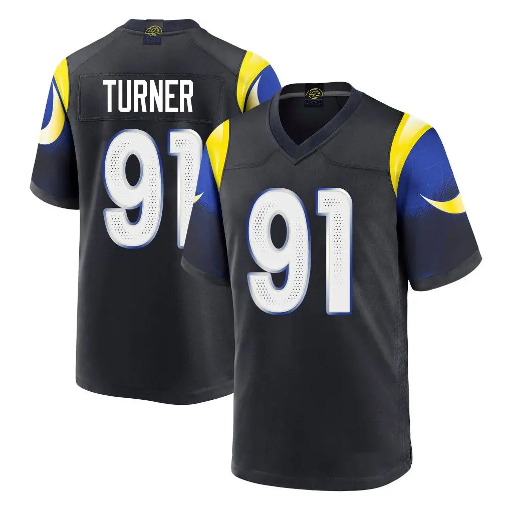 Elroe LA.Rams #91 Kobie Turner Player Black Midnight Rivalries Collection Home Game Stitched Jerseys