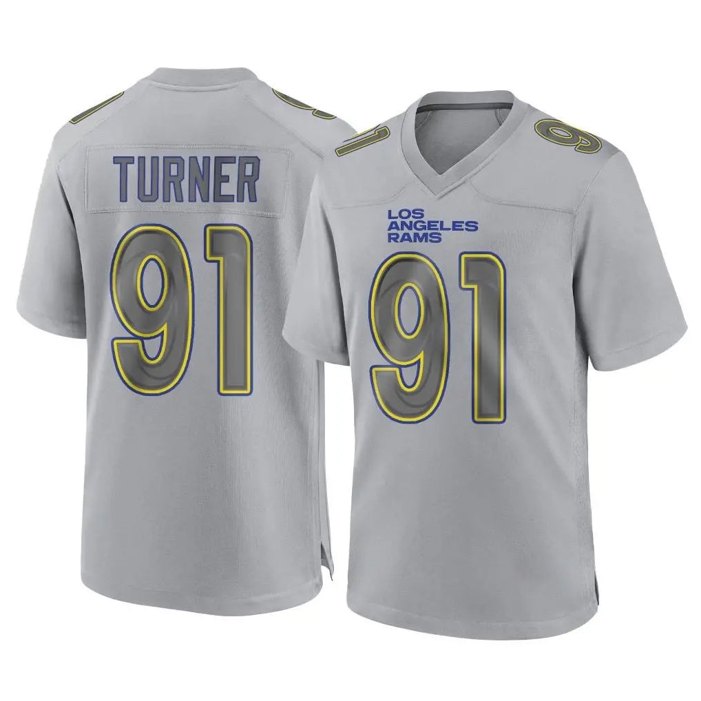 Elroe LA.Rams #91 Kobie Turner Player Gray Atmosphere Fashion Home Game Stitched Jerseys