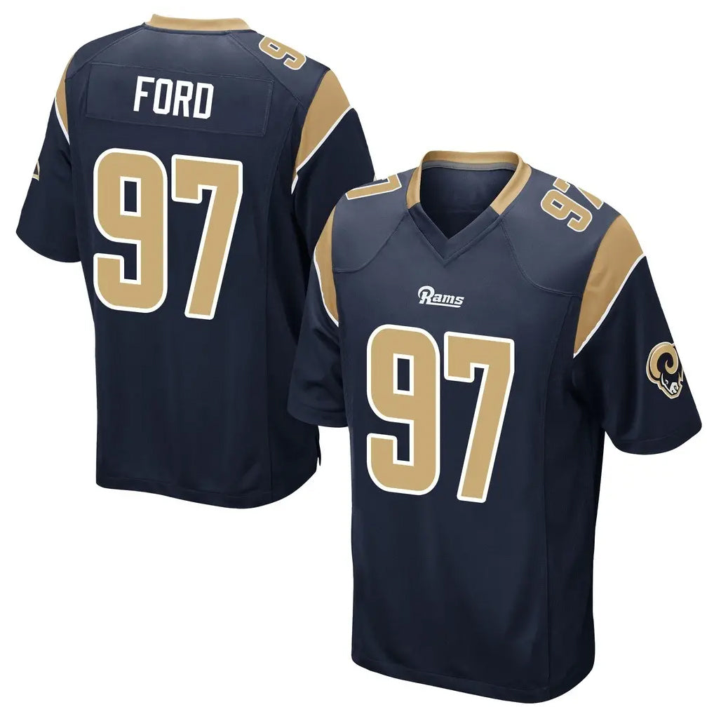 Elroe LA.Rams #97 Poona Ford Player Navy Home Game Stitched Jerseys