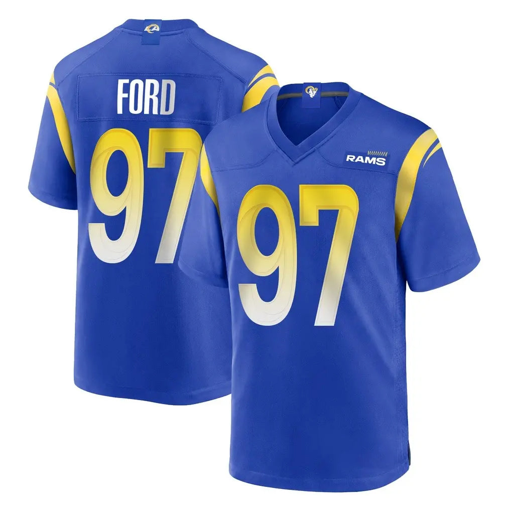 Elroe LA.Rams #97 Poona Ford Player Royal Home Game Stitched Jerseys