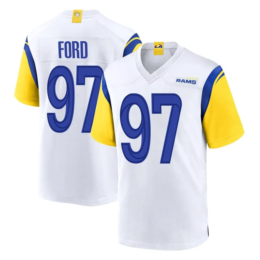 Elroe LA.Rams #97 Poona Ford Player White Home Game Stitched Jerseys