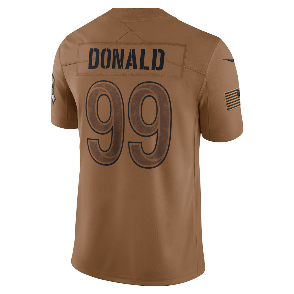 Elroe LA.Rams #99 Aaron Donald Brown Salute To Service Limited Jersey Stitched Jerseys