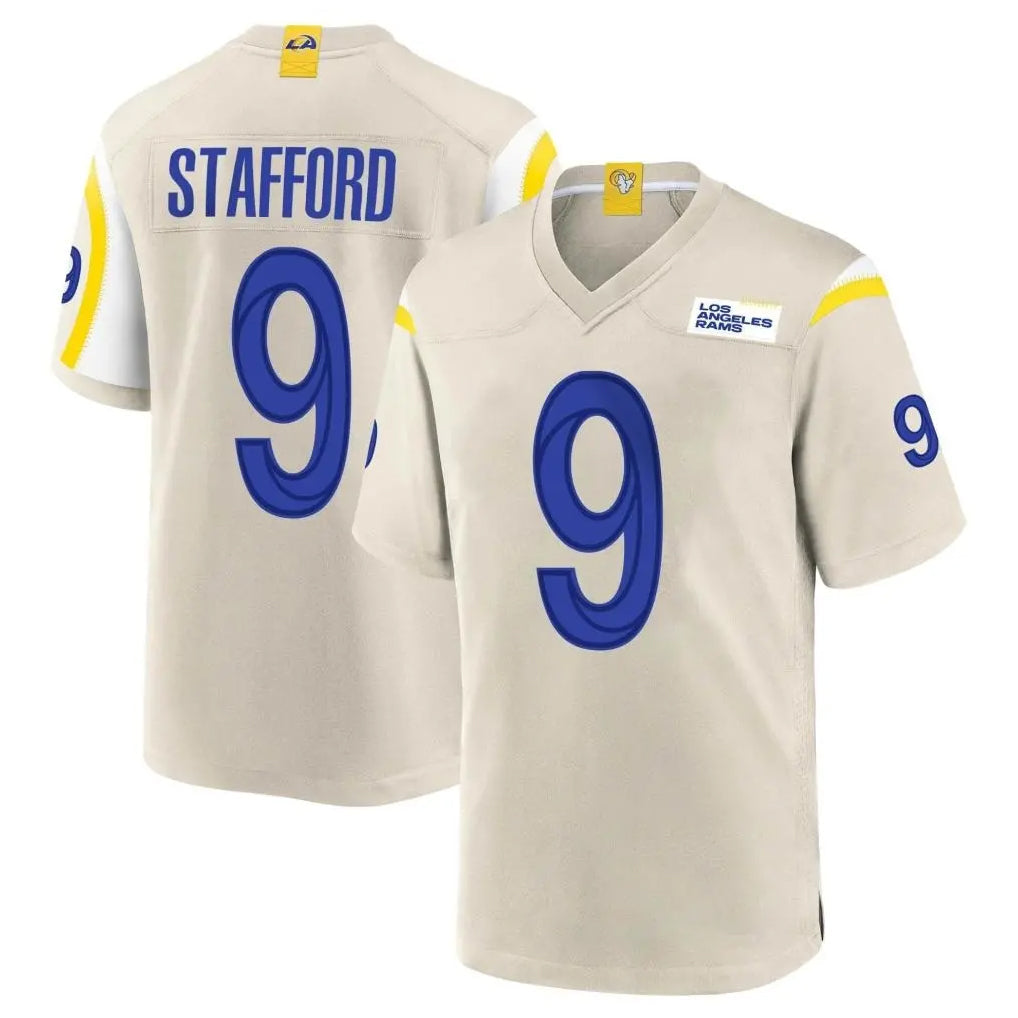 Elroe LA.Rams #9 Matthew Stafford Player Bone Home Game Stitched Jerseys
