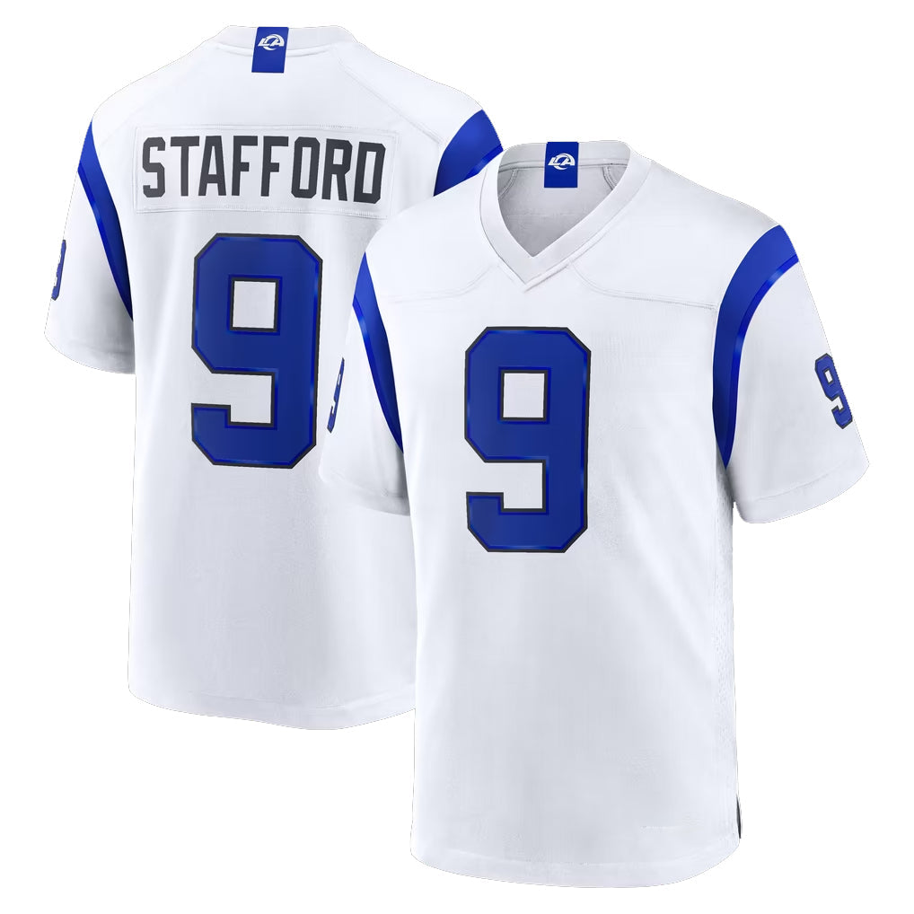 Elroe LA.Rams #9 Matthew Stafford Player Fearsome White Home Game Stitched Jerseys