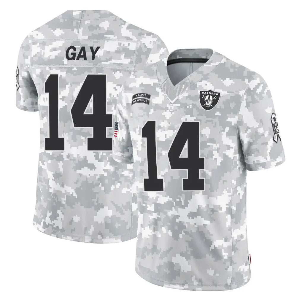 Elroe LV.Raiders #14 Matt Gay Player Arctic Camo Salute To Service Limited Game Stitched Jerseys