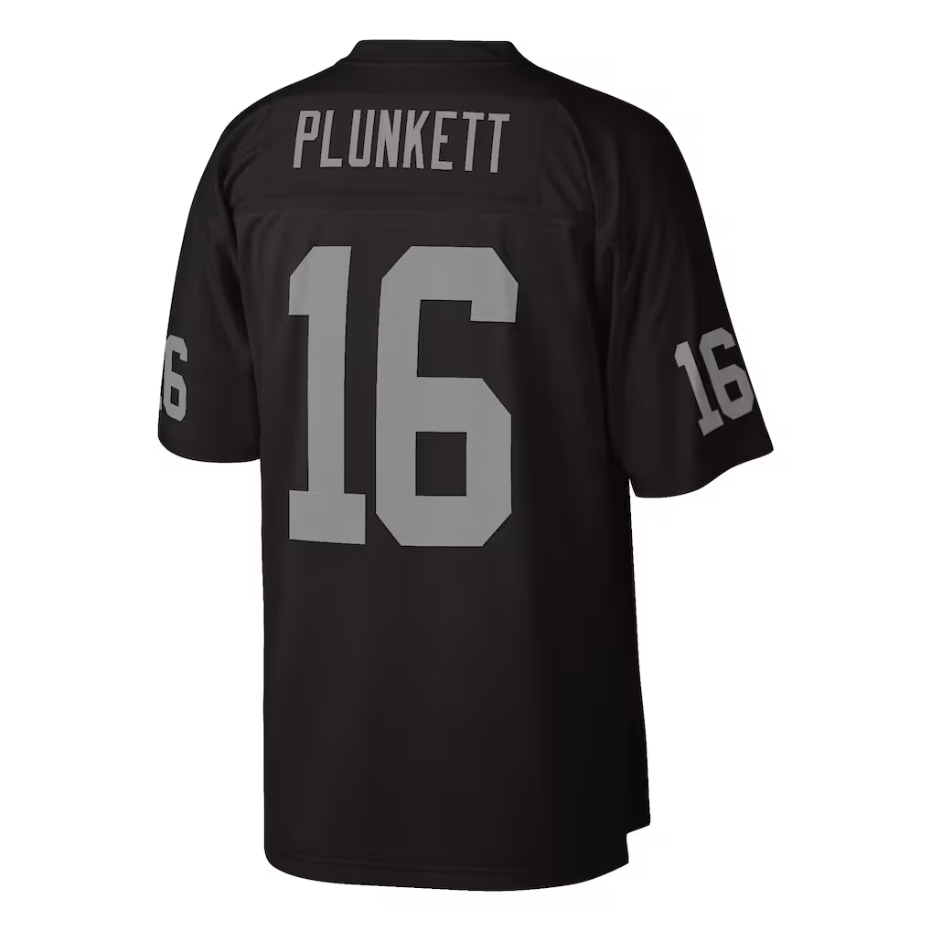 Elroe LV.Raiders #16 Jim Plunkett Mitchell & Ness Black 1980 Legacy Replica Stitched Puhic Jersey