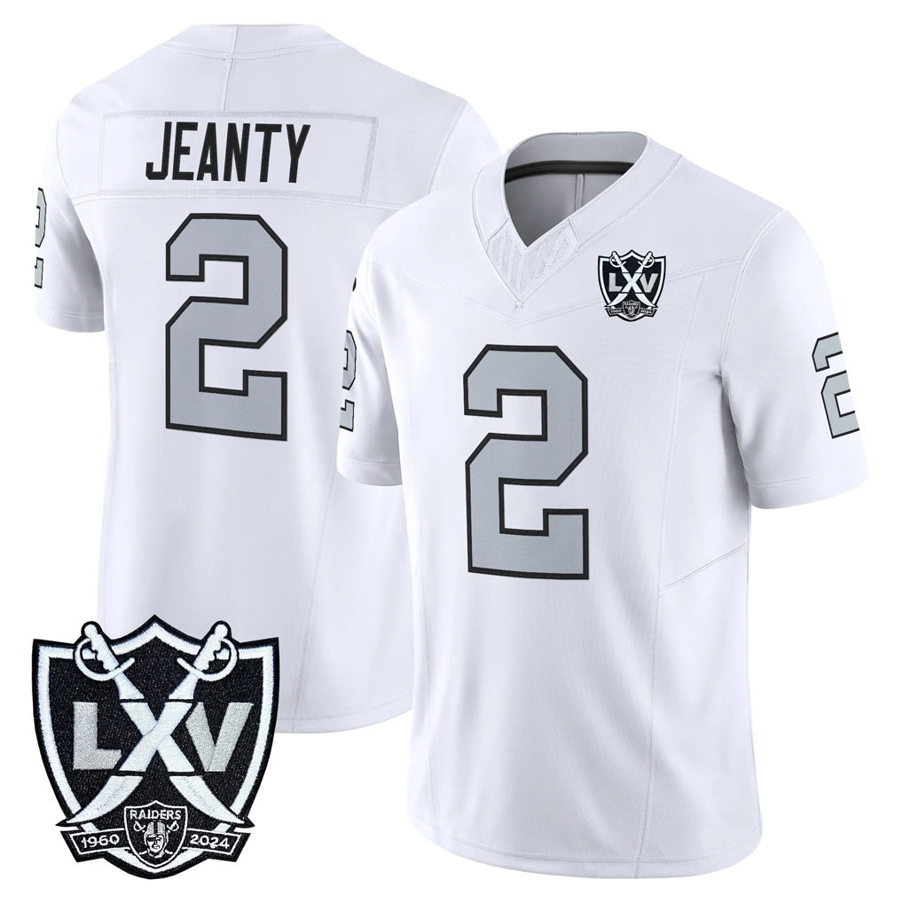 Elroe LV.Raiders #2 Ashton Jeanty Player White 2026 Vapor Limited Home Game Stitched Jerseys