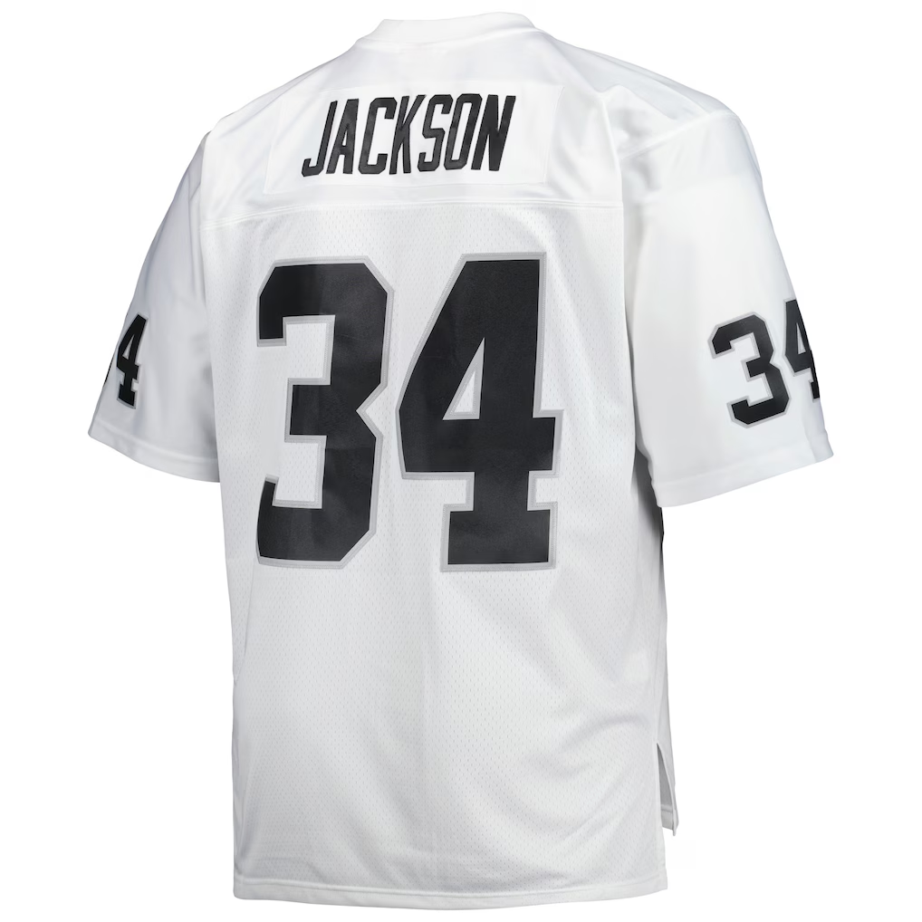 Elroe LV.Raiders #34 Bo Jackson Mitchell & Ness White Big & Tall 1988 Retired Player Replica Stitched Puhic Jersey